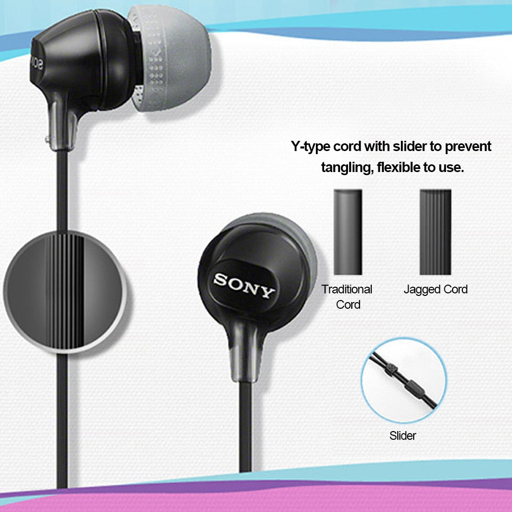 SONY MDR-EX15AP Stereo Earphones 3.5mm Wired Headset Sport Earbuds